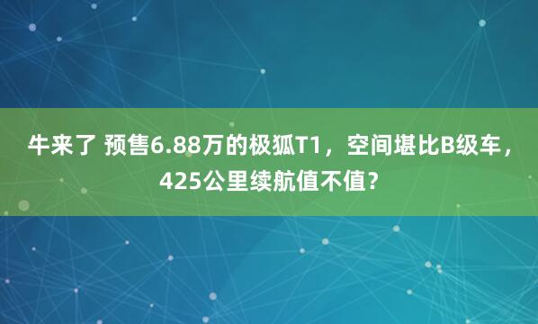 牛来了 预售6.88万的极狐T1，空间堪比B级车，425公里续航值不值？